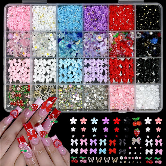 BANA ART front packaging showing full 3D nail charms kit, easy creative use