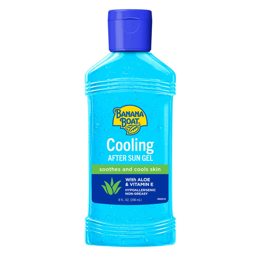 Banana Boat front packaging showing 8oz cooling after sun gel benefit cooling