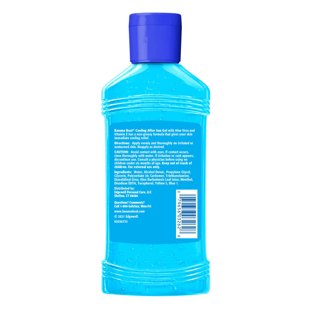 Banana Boat gel texture closeup showing lightweight gel for rapid cooling