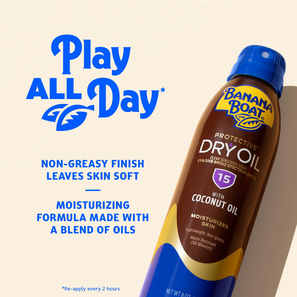 Banana Boat clear oil texture on skin leaving a non-greasy silky finish