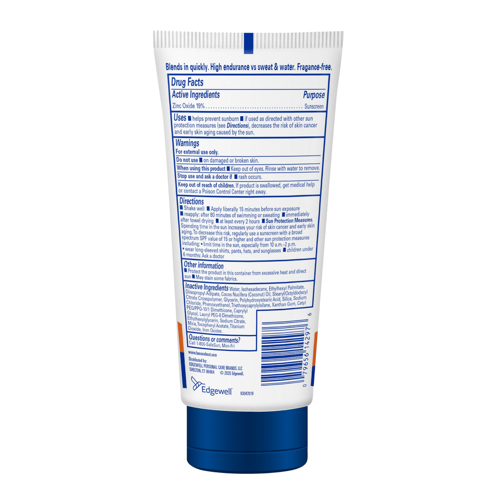 Banana Boat ingredient list close-up showing vitamin E and coconut oil benefits