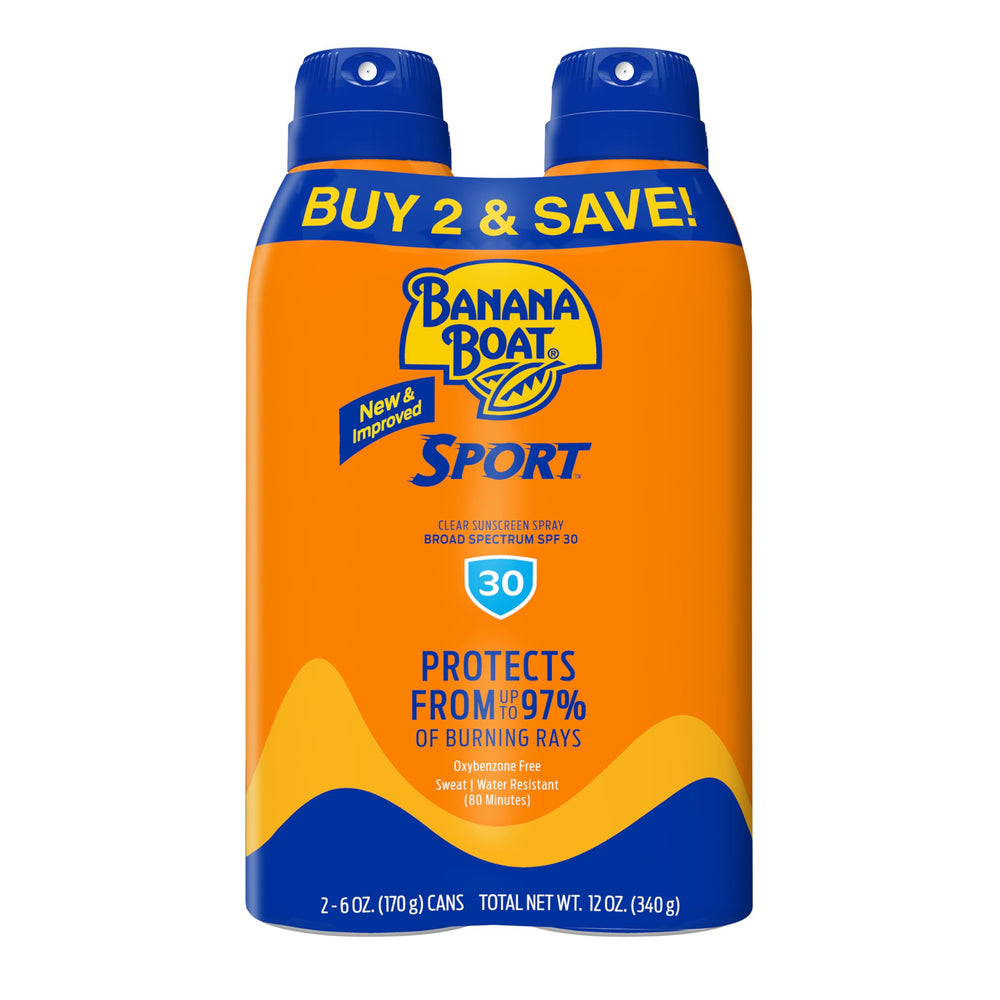Banana Boat front pack showing SPF 30 and sport branding for reliable protection