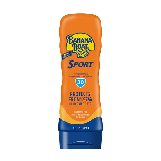 Banana Boat front bottle showing product and easy squeeze cap benefit