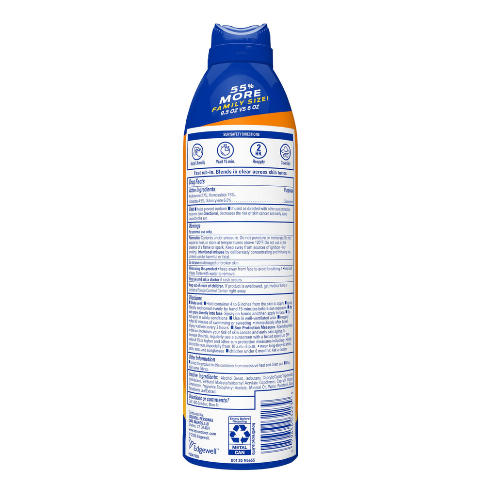Banana Boat ingredients panel closeup for transparent product information