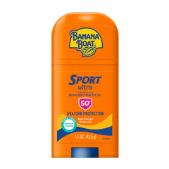 Banana Boat Sport Ultra stick front packaging showing compact design and SPF benefit