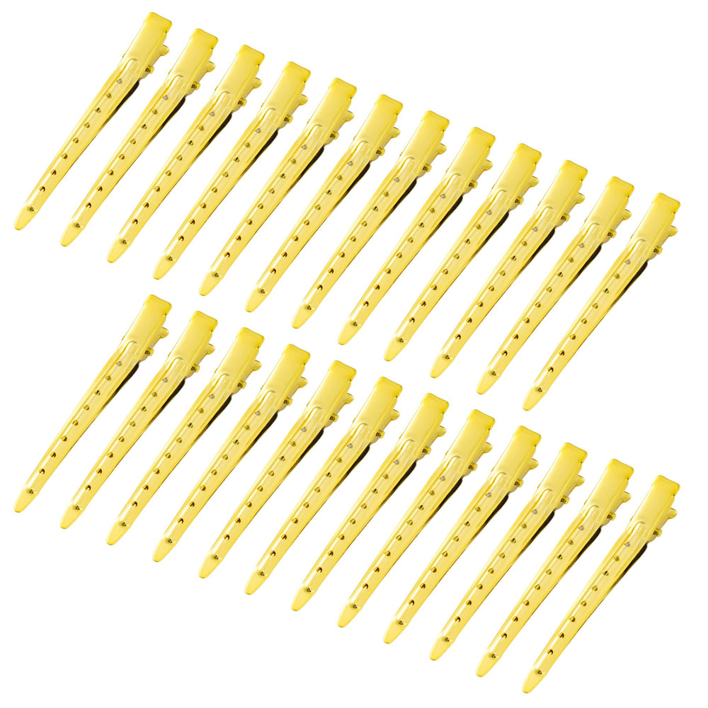Bantoye front view of bright yellow duckbill clip showing shape and finish benefit: visible organization