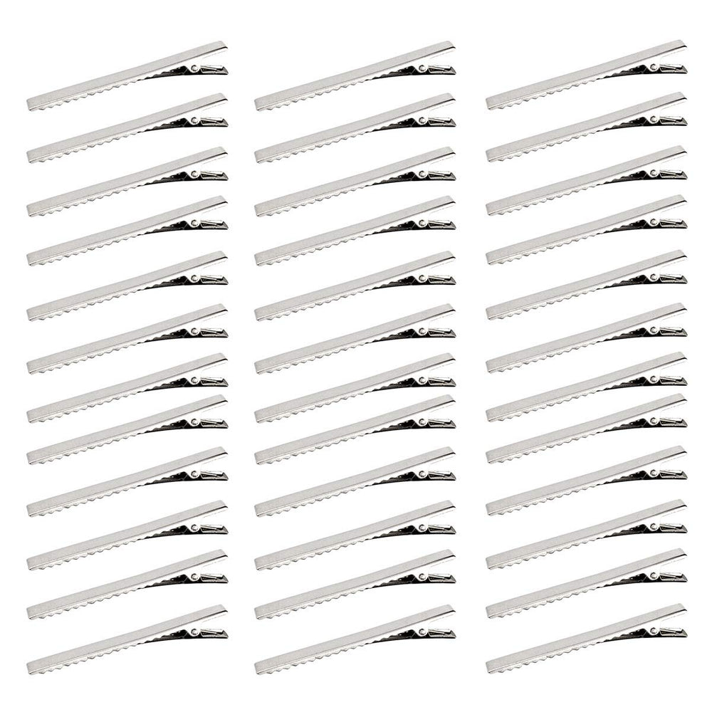 Bantoye front view of 60 silver alligator clips showing quantity and packaging benefits
