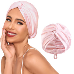 Baqzqudnl front view pink bonnet showing fit and finish for sleep protection
