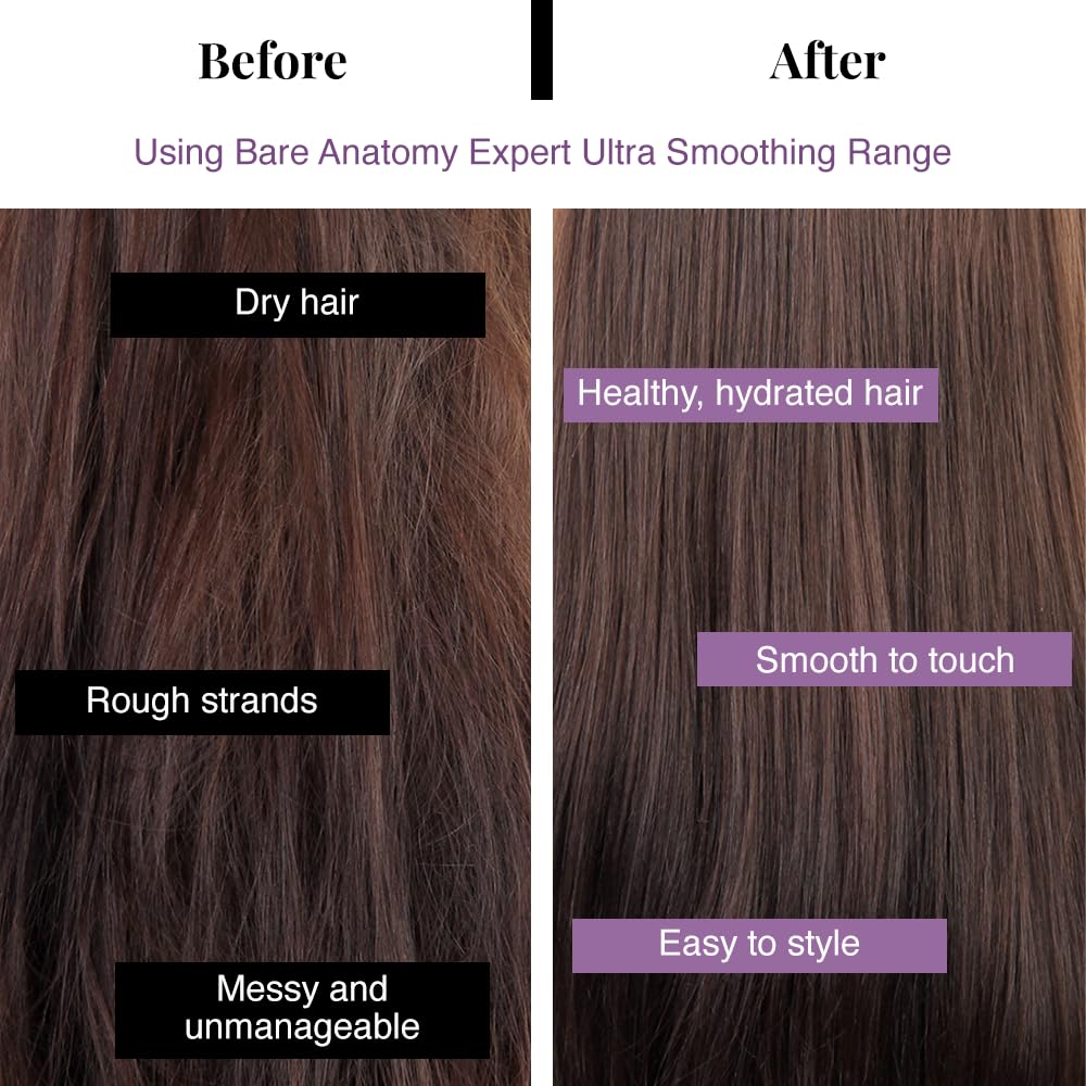 Bare Anatomy applying serum to mid-lengths for smoother hair