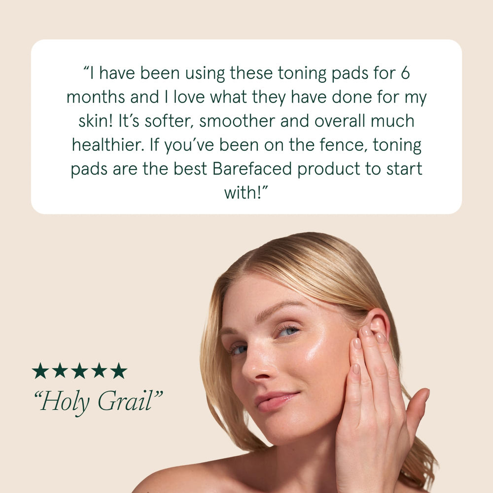 Barefaced pad used on neck to even tone and improve texture