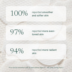 Barefaced pad in hand gently wiping cheek demonstrating easy application