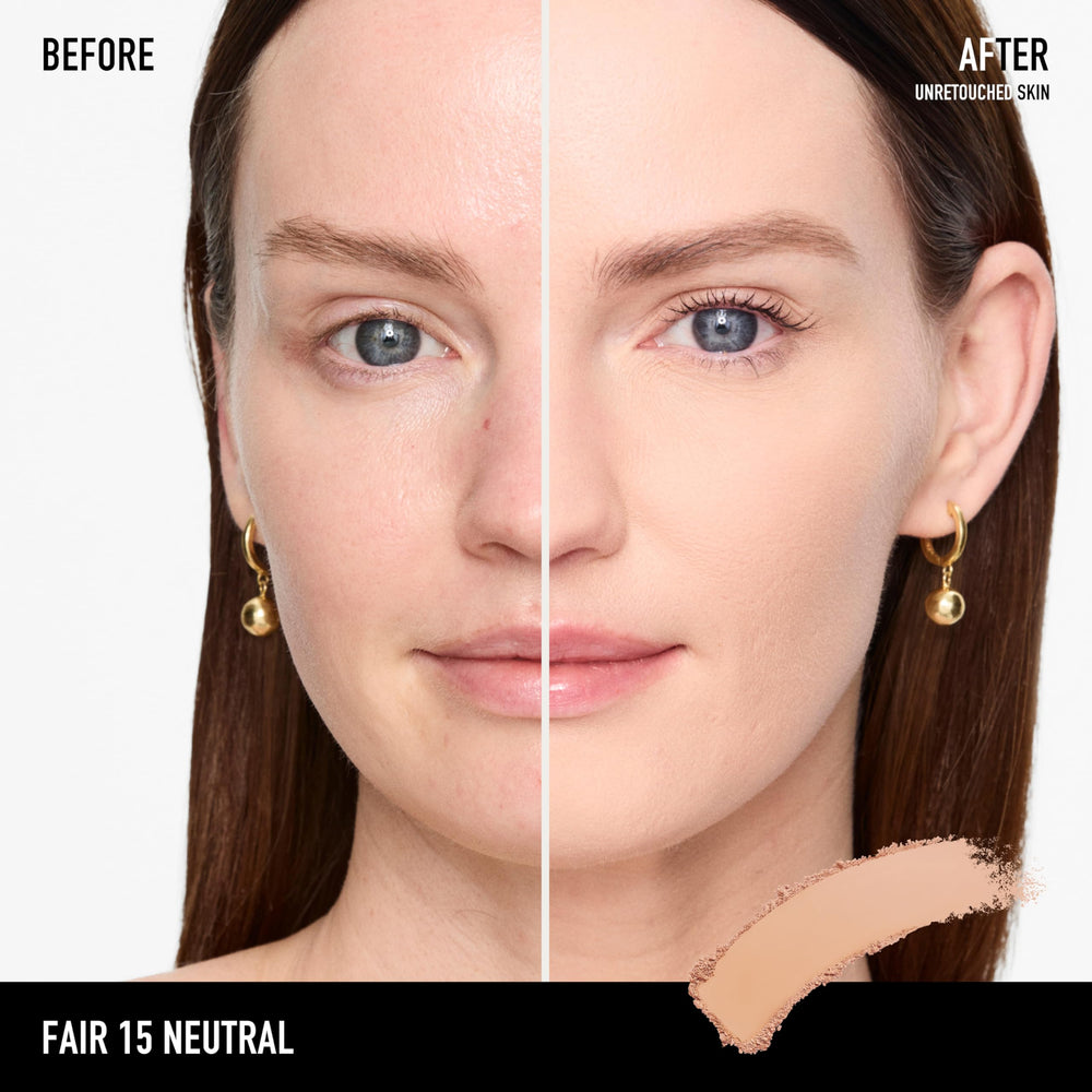 bareMinerals open compact with sponge highlighting portable touch-up benefit