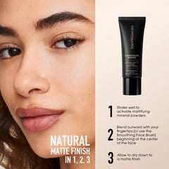 bareMinerals application with sponge showing seamless, buildable coverage