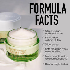 bareMinerals flatlay with botanical accents emphasizing gentle formulation
