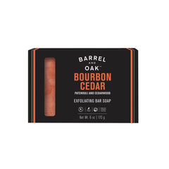 Barrel & Oak front packaging showing Bourbon Cedar bar and benefits