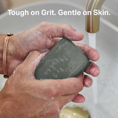 Barrel & Oak rich lather in hand demonstrating deep-cleaning action