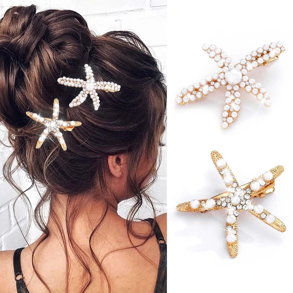BARTOSI gold seashell clip front view showing coastal sparkle and easy styling