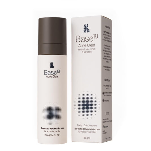 Base18 bottle front view showing clean packaging and calm formulation benefit