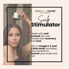 Bask & Lather label closeup highlighting natural ingredients and organic formulation benefits