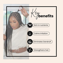Bask & Lather scalp application with fingertips showing targeted root nourishment benefit