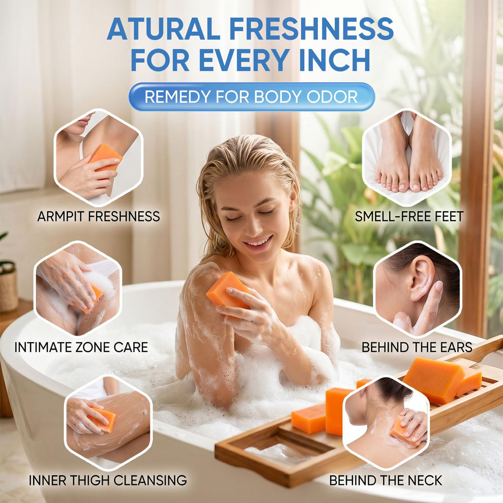 BASSI soap lather on underarm demonstrating effective odor-cleaning benefit