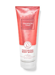 Bath & Body Works bottle front view showing Champagne Toast scent and moisturizing benefits