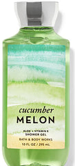 Bath & Body Works front bottle showing cucumber melon scent and fresh long-lasting fragrance