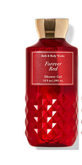Bath & Body Works Forever Red front bottle showing label and 10 oz size, softening skin