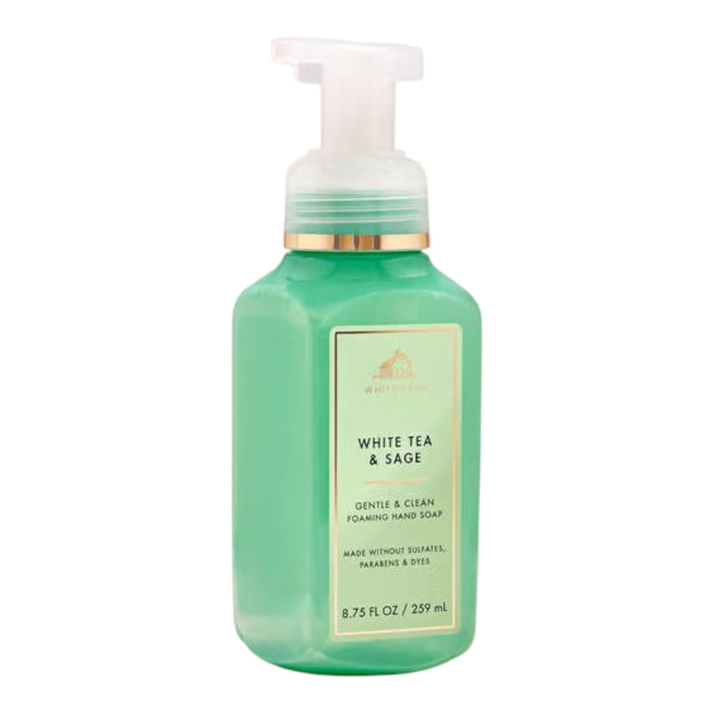 Bath & Body Works bottle front view showing label and convenient pump, gentle cleansing