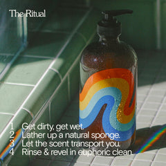 Bathing Culture refill pouch beside bottle showing refillable, waste-reducing benefit