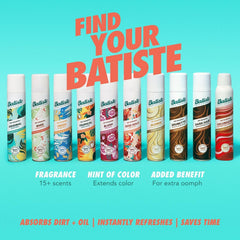 Batiste dark hair lifestyle usage on brunette model refreshing hair for fuller look benefit