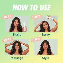 Batiste spray applied during styling to refresh hair and add volume benefit