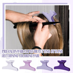 Batiyeer flatlay of twelve purple clips for multipurpose styling benefit