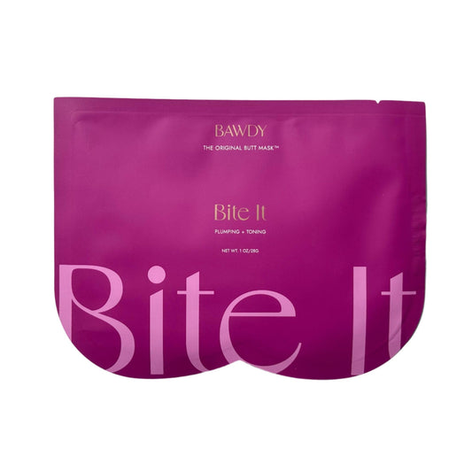 BAWDY Bite It front packaging showing two-sheet kit and branding benefit quick treatment