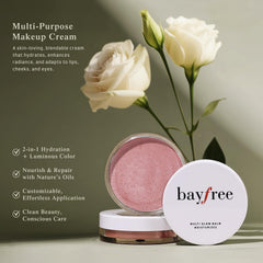 bayfree application on cheek with fingertip for natural hydrating color