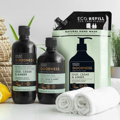 Baylis & Harding bottle in bathroom setting creating a luxe everyday ritual