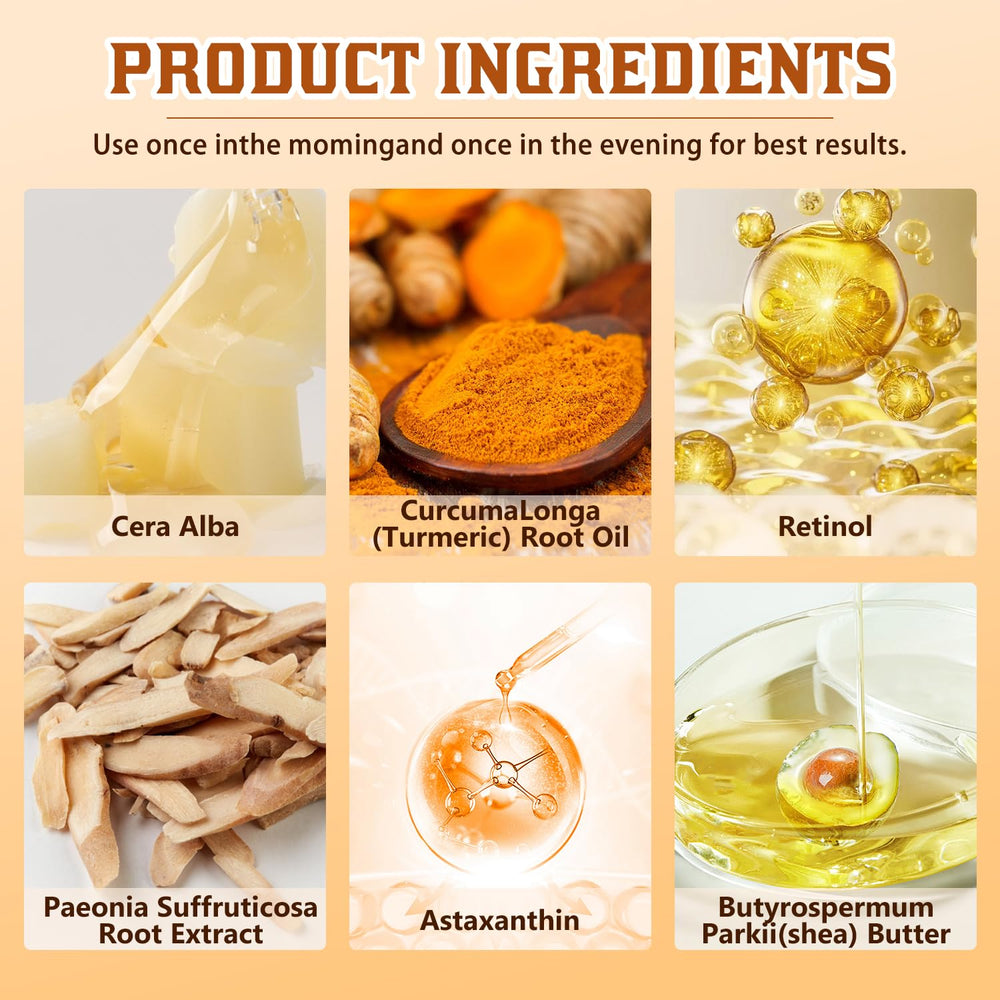 Baysea lumibalm turmeric and retinol ingredient visual highlighting brightening benefit