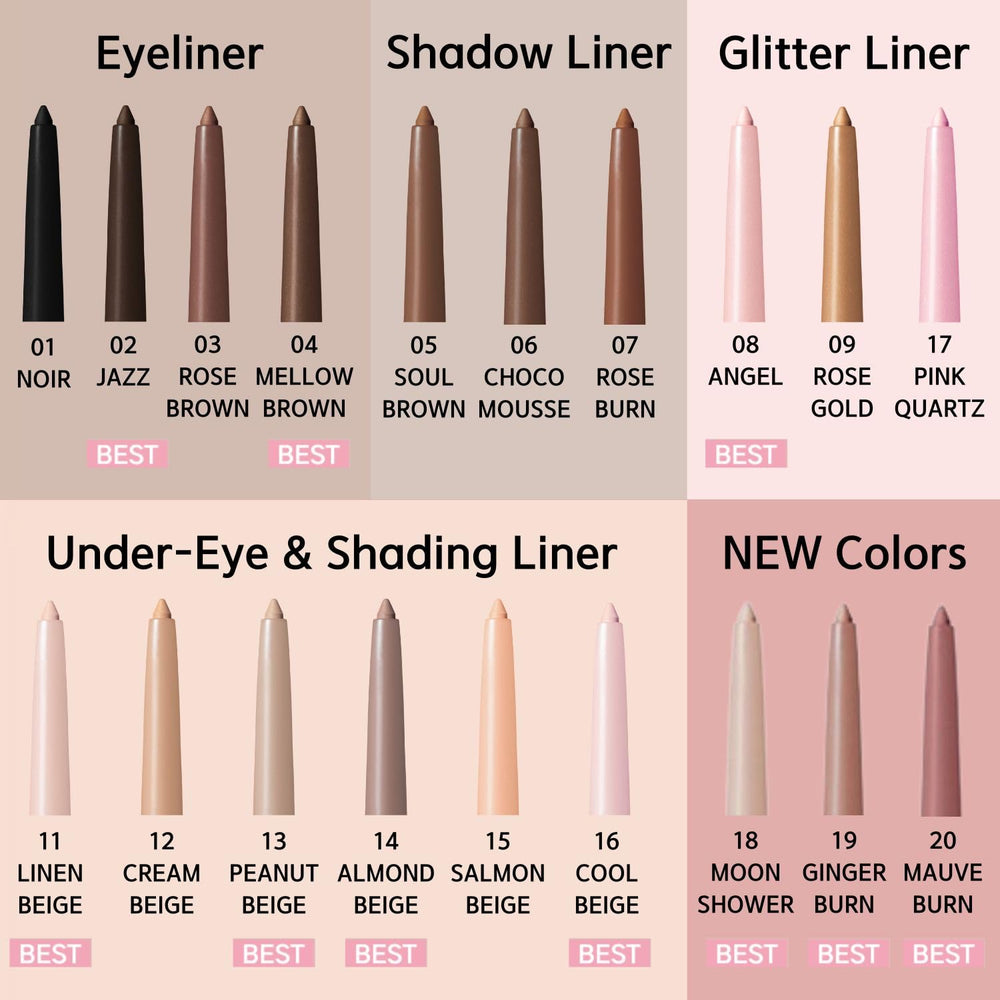 BBIA Peanut Beige eyeliner swatch on skin showing natural definition benefit