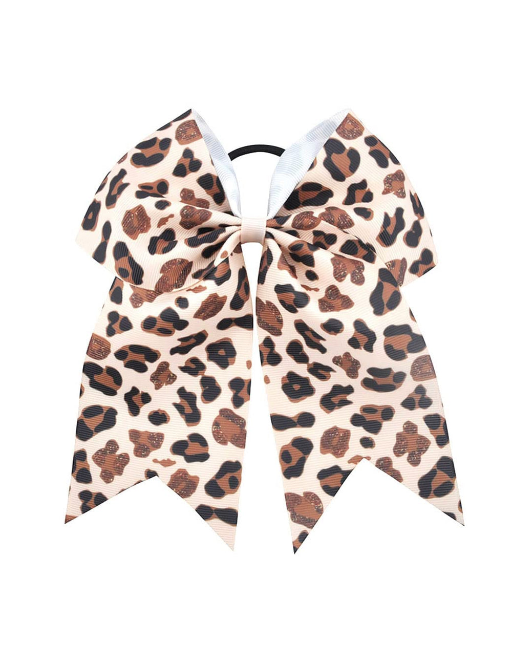 BBTDIN front view grosgrain leopard bow showing pattern and size for bold style