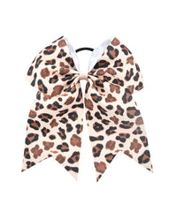 BBTDIN front view grosgrain leopard bow showing pattern and size for bold style