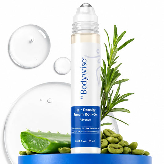 Be Bodywise roll-on front view showing compact 25ml bottle and branding, ideal for travel