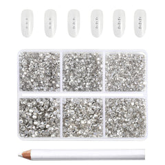 BEADSLAND front box of clear flatback rhinestones showing quantity and tool benefit