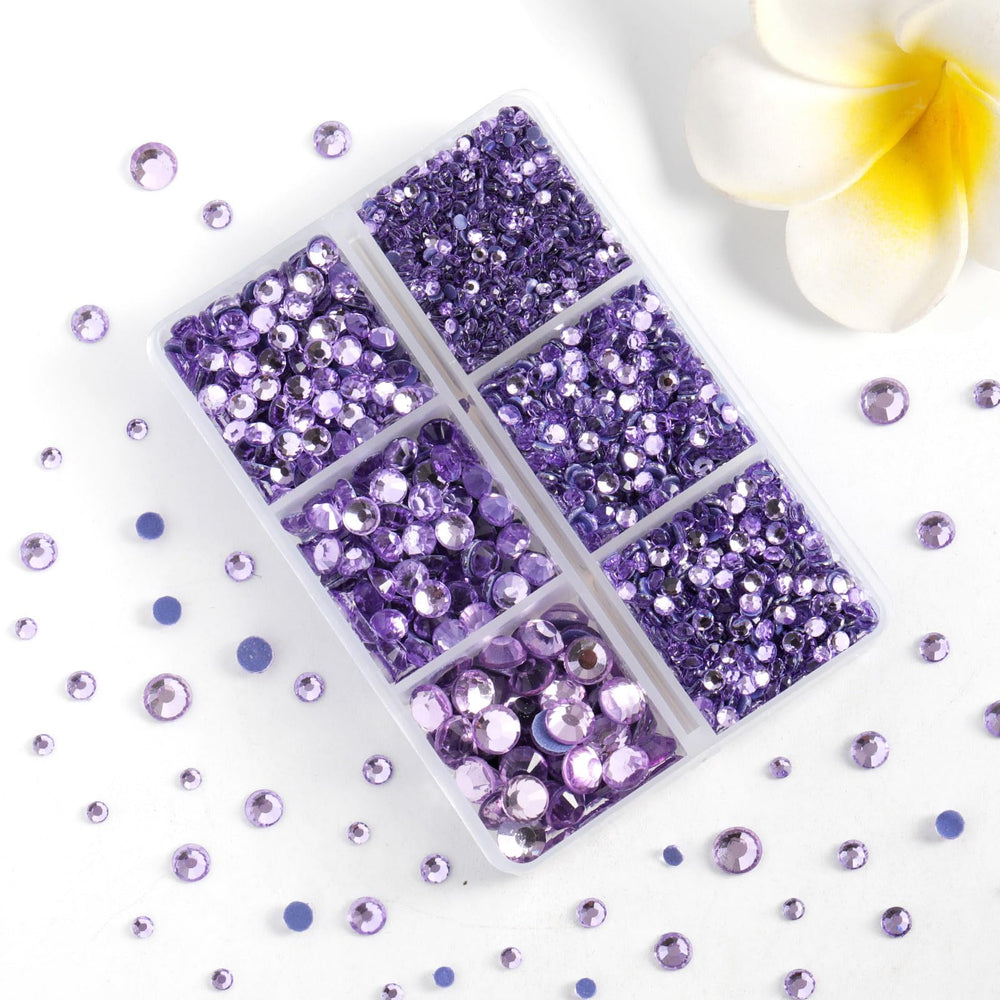 BEADSLAND close-up of violet rhinestone facets showing clear sparkle and cut detail for vibrant results