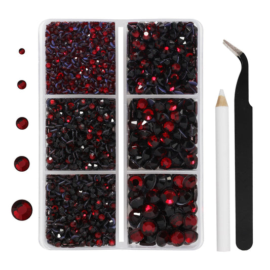 BEADSLAND box of Dark Siam hotfix rhinestones neatly organized for fast selection and storage