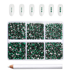 BEADSLAND emerald rhinestones box front showing organized compartments and quantity