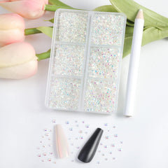 BEADSLAND close-up of crystal facets reflecting light, showing bright AB sparkle
