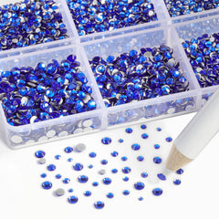 BEADSLAND flatback rhinestones arranged by size to compare SS3 to SS10 usefulness