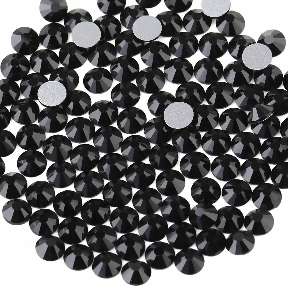 BEADSLAND front pack of 144 black 10mm rhinestones showing quantity and color, ideal for crafts