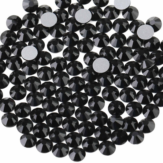 BEADSLAND front pack of 144 black 10mm rhinestones showing quantity and color, ideal for crafts
