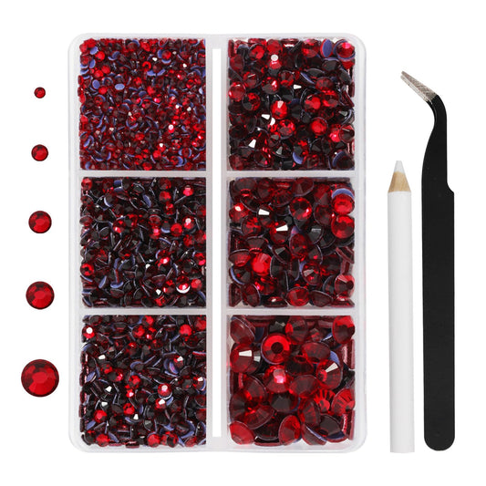BEADSLAND front packaging showing 3960 siam red hotfix rhinestones and tools, easy selection